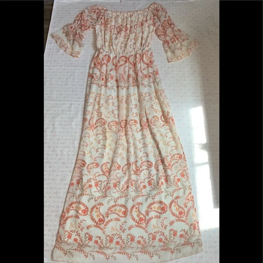 As U Wish Off Shoulder Maxi Dress Sz S